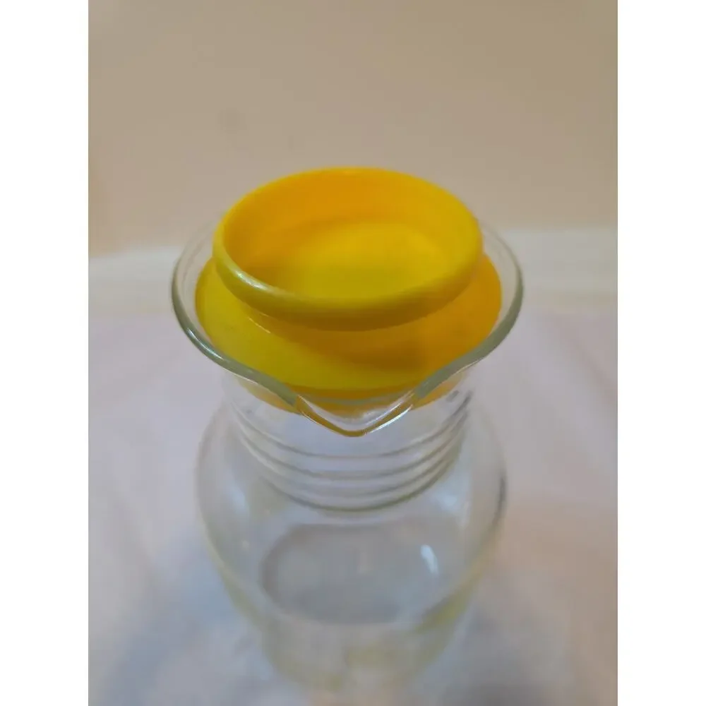 Vintage Pyrex 7520 Glass Juice Tea Lemonade Carafe Pitcher Lemon Slices 2 Qt USA